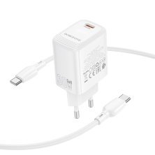 Мережевий зарядний пристрій BOROFONE BN28 PD 30W + кабель TYPE-C - TYPE-C, білий