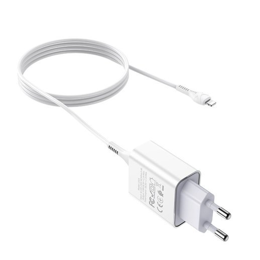 Мережевий зарядний пристрій HOCO C81A USB 2.1A + кабель USB - Lightning, білий