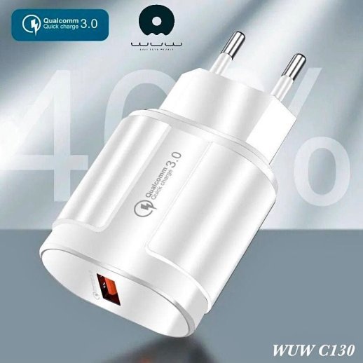 Мережевий зарядний пристрій WUW C130 QC 3.0 18W БІЛИЙ (40)