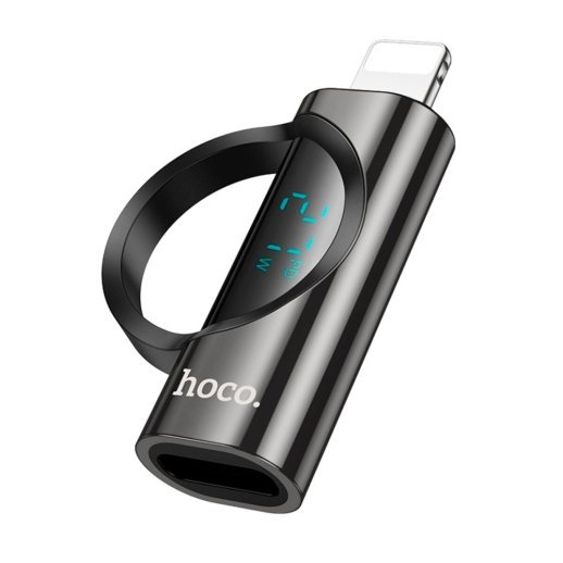 Перехідник HOCO LCD UA32B 27W Lightning (папа) - Type-C (мама), чорний