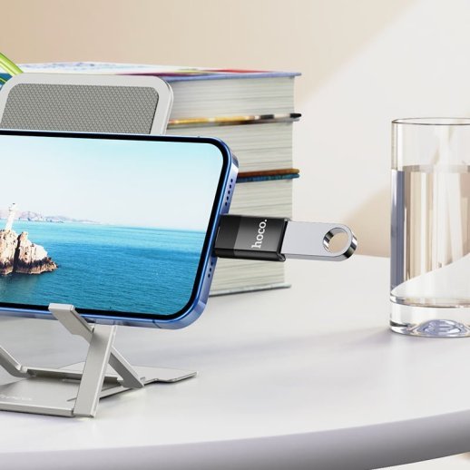 Адаптер HOCO UA17 OTG Lightning (папа) - USB (мама), чорний