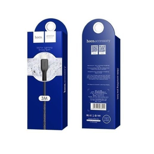 USB кабель HOCO X20 USB - Lightning 2.4A 3 метри, чорний