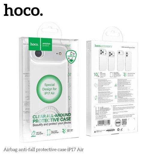 Захисний чохол протиударний HOCO Airbag для APPLE iPhone 17 AIR пластик, прозорий