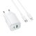 Мережевий зарядний пристрій BOROFONE BAS83A TYPE-C PD 20W / USB QC3.0 + кабель TYPE-C - LIGHTNING, білий