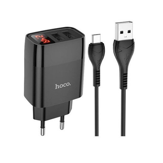 Мережевий зарядний пристрій HOCO C86A 2 USB 2.4A + кабель USB - MICRO