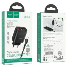 Мережевий зарядний пристрій HOCO C86A 2 USB 2.4A + кабель USB - MICRO