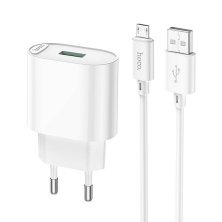 Мережевий зарядний пристрій HOCO C109A QC3.0 + кабель USB - MICRO, білий