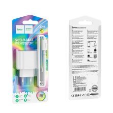 Мережевий зарядний пристрій HOCO C109A QC3.0 + кабель USB - MICRO, білий