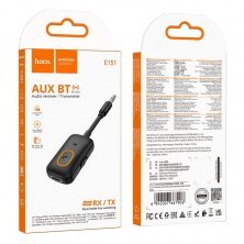 Автомобільний Bluetooth-приймач HOCO E151 з кабелем AUX, чорний