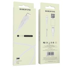 USB кабель BOROFONE BX18 charging data 2,4А USB - Lightning 3 метри, бiлий