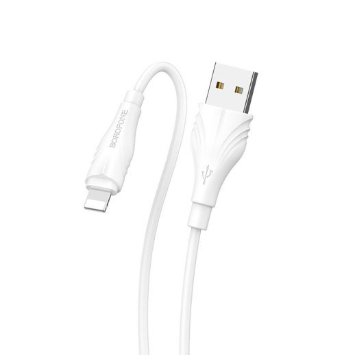 USB кабель BOROFONE BX18 charging data 2,4А USB - Lightning 3 метри, бiлий