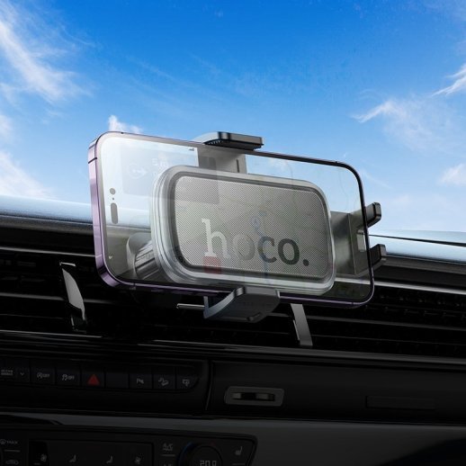 Автотримач Hoco H78 Vista push-type для вентиляції, чорний/металік-сірий