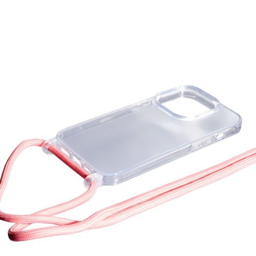 Силікон Transparent Case with Rope для Apple iPhone 14 Pro Pink