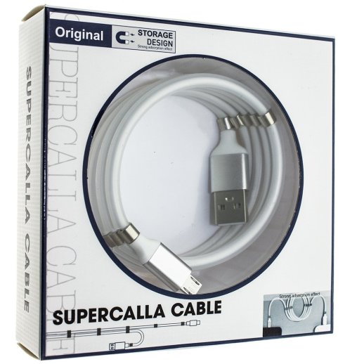 Кабель USB SUPERCALLA USB - micro USB 10 магнітів БІЛИЙ