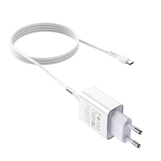 Мережевий зарядний пристрій HOCO C81A USB 2.1A + кабель USB - Type-C, белий