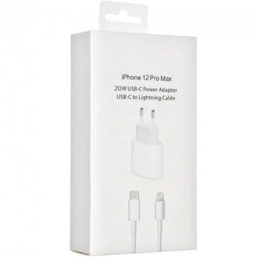 Мережевий Зарядний Пристрій Apple iPhone Power Adapter 20W USB-C & Cable White No Logo