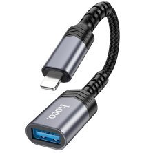 Перехідник HOCO UA24 Lightning ПАПА - USB 3.0 МАМА СIРИЙ 16.5 CM
