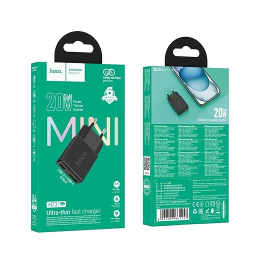 СЗУ HOCO N73 PD20W+ QC3.0 (1USB/1Type-C) (черный)
