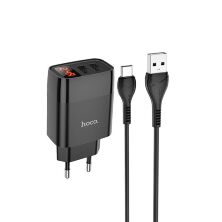 Мережевий зарядний пристрій HOCO C86A 2 USB 2.4A + кабель USB - TYPE-C чорний