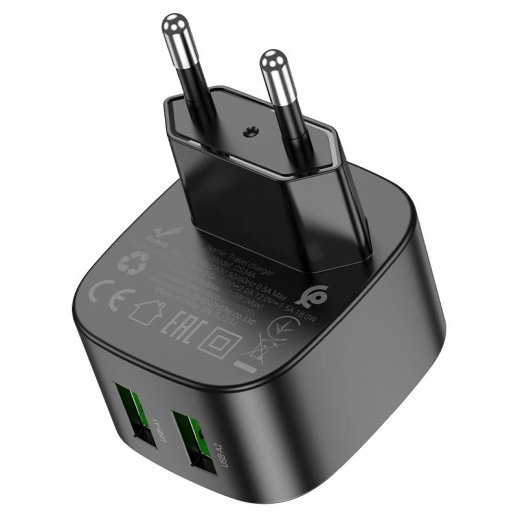 СЗУ HOCO CS34A QC3.0 (2USB/3A/18W) (12pc) (черный)