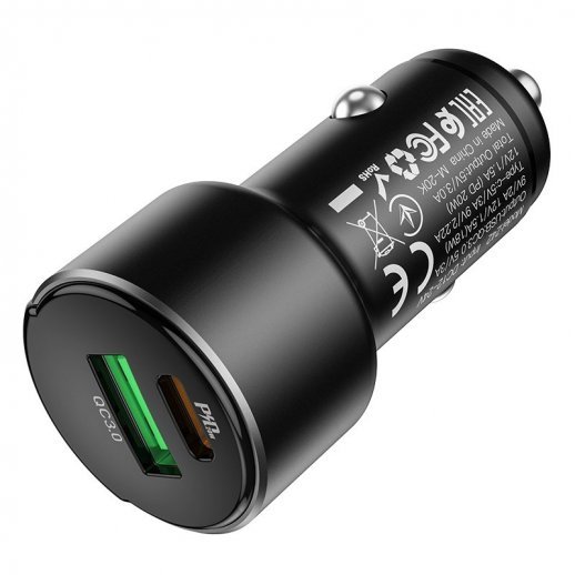 Автомобільний зарядний пристрій HOCO Z42 PD 20W TYPE-C / USB QC 3.0, чорний