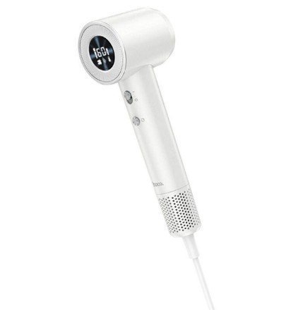 Високошвидкісний фен HOCO HP10 з іонізацією та цифровим дисплеєм, 1600 Вт, БІЛИЙ