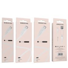 USB кабель BOROFONE BX18 charging data 2,4А USB - micro USB 2 метри, бiлий