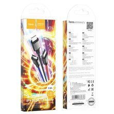 USB КАБЕЛЬ HOCO X76 3в1: Lightning/Micro/Type-C, black/red/blue