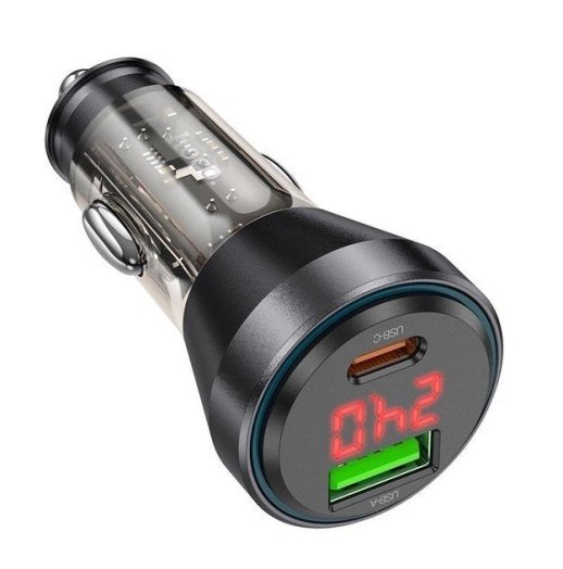 Автомобільний зарядний пристрій HOCO NZ12B 48W Type-C PD + USB-A QC3.0 LCD DISPLAY
