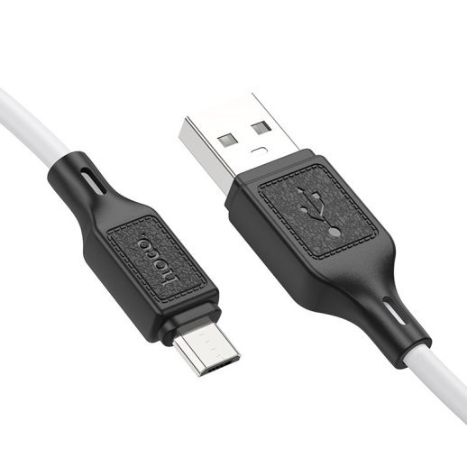 USB кабель HOCO X90 silicone USB - micro USB 1 MЕТР, білий
