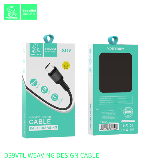 Кабель USB Denmen D39V USB - micro USB 3.6A Нейлонова обплетення