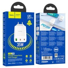 Мережевий зарядний пристрій HOCO N33 2 TYPE-C PD 35W + USB QC 3.0