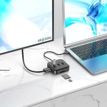 Адаптер HOCO HB38 7в1 (1 порт HDMI+1 порт USB 3.0+2 порти USB 2.0+Слоти для карт пам'яті SD та MicroSD+1 порт USB Type-C), 20 см