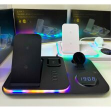 Бездротовий зарядний пристрій + годинник A82 5 in 1 Fast 30W black