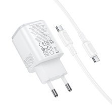 Мережевий зарядний пристрій BOROFONE BAS83A TYPE-C PD 20W / USB QC3.0 + кабель TYPE-C - TYPE-C, білий