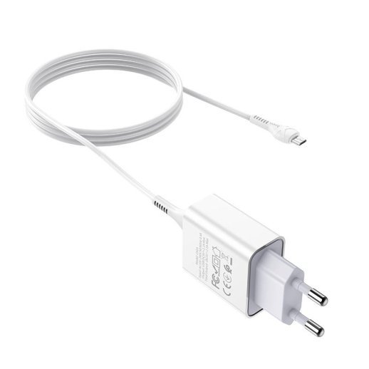 Мережевий зарядний пристрій HOCO C81A USB 2.1A + кабель USB - MICRO, белий