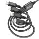 USB КАБЕЛЬ HOCO X76 4в1: Lightning*2/Micro/Type-C, ЧОРНИЙ