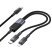 USB-C кабель HOCO U139 2-в-1 (Type-C to Type-C + Lightning), 100 Вт PD (USB-C) / 27 Вт Lightning, довжина 1,2 м, чорний