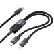 USB-C кабель HOCO U139 2-в-1 (Type-C to Type-C + Lightning), 100 Вт PD (USB-C) / 27 Вт Lightning, довжина 1,2 м, чорний