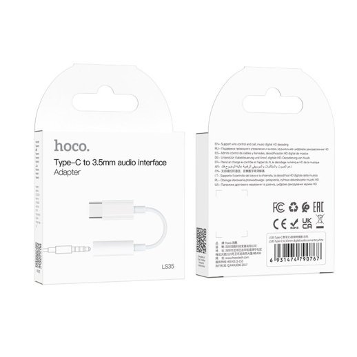 Адаптер HOCO LS35 Type-C - 3,5 мм цифровий (з мікрофоном та керуванням)