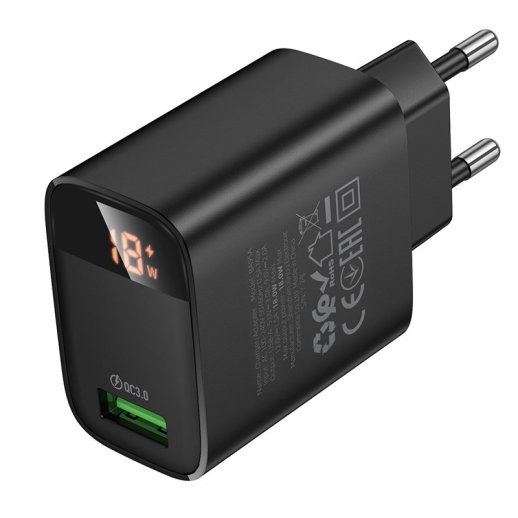 Мережевий зарядний пристрій BOROFONE BA95A USB QC3.0, чорний