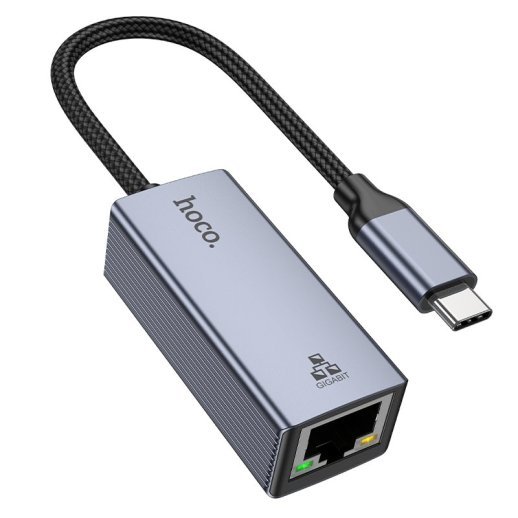 Перехідник HOCO UA37 Type-C - RJ45 GIGABIT, сірий