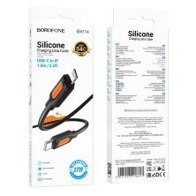 USB-C кабель BOROFONE BX114 Type-C - Lightning SILICONE 60W, 3A, 1 метр, чорний