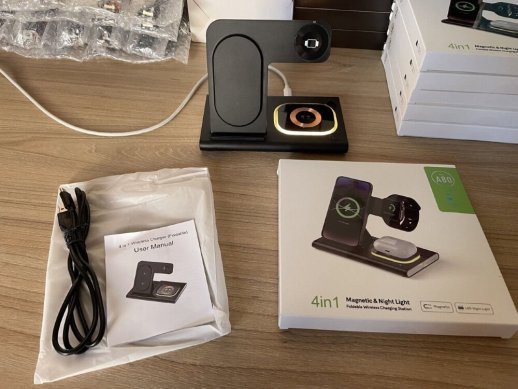 Бездротова зарядка A80 QI док-станція для iPhone Watch AirPods для айфона годинника навушників підсвіткою