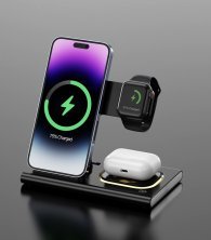 Бездротова зарядка A80 QI док-станція для iPhone Watch AirPods для айфона годинника навушників підсвіткою