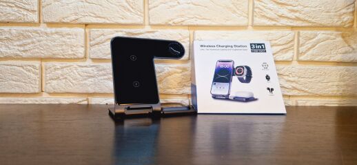 Бездротова зарядка A80 QI док-станція для iPhone Watch AirPods для айфона годинника навушників підсвіткою