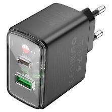 Мережевий зарядний пристрій HOCO CS42A TYPE-C PD 30W + USB QC 3.0, чорний