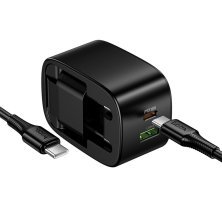 Мережевий зарядний пристрій HOCO CS102A TYPE-C PD 30W / USB QC 3.0 + кабель TYPE-C - TYPE-C, чорний