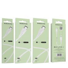 USB кабель BOROFONE BX18 charging data 3А USB - Type-C 1 метр, бiлий