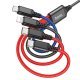 USB КАБЕЛЬ HOCO X76 4в1: Lightning/Micro/Type-C*2, black/red/blue